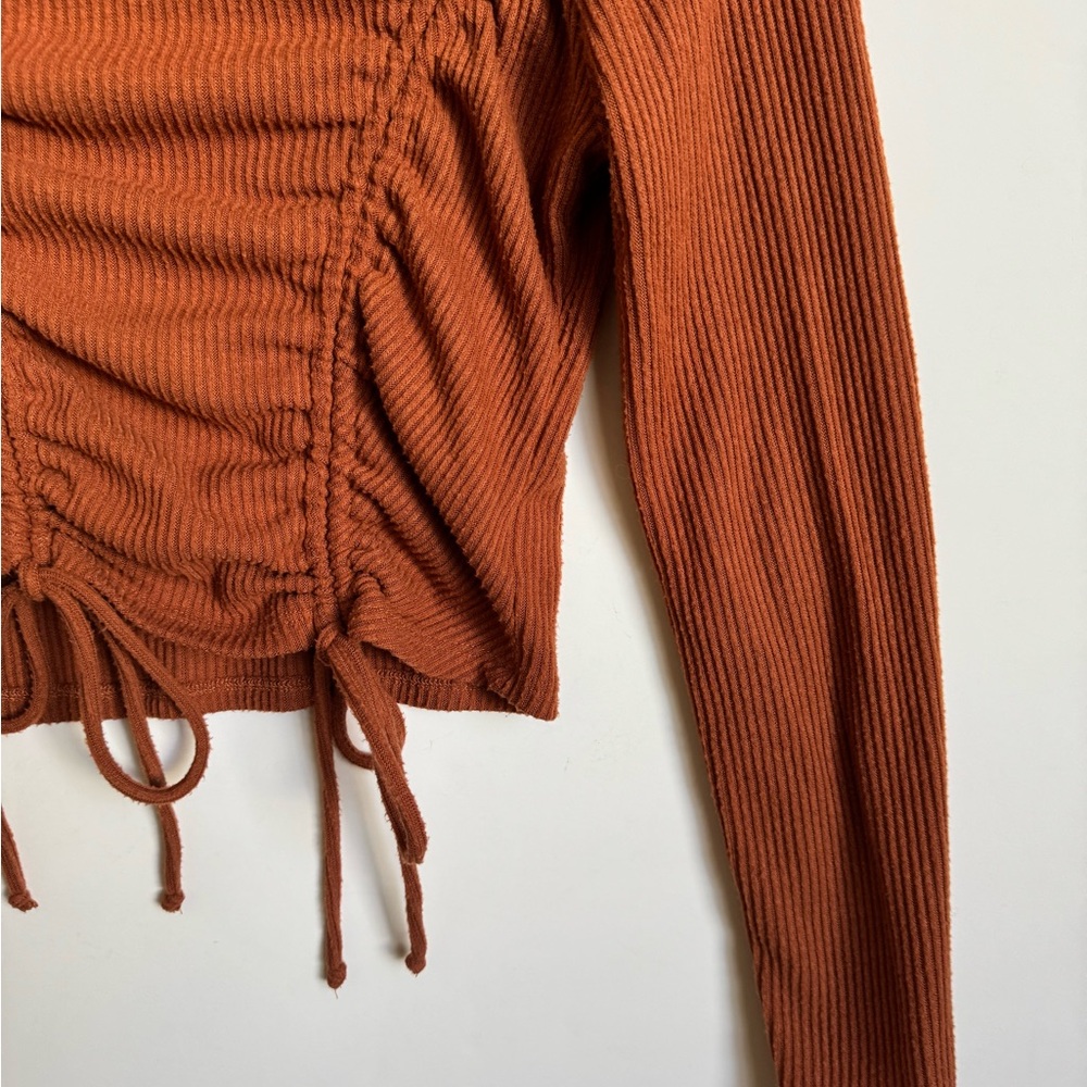 Rust Ribbed Long Sleeve Top - Picture 5 of 14